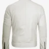 Mens Off White Biker Style Leather Jacket