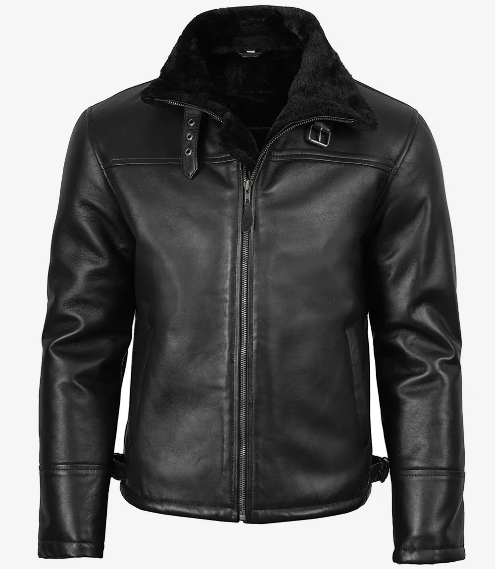 Men's B3 Bomber Black Shearling Leather Jacket Men's B3 Bomber Black Shearling Leather Jacket