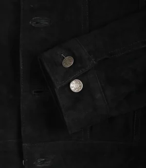 Mens Classic Black Suede Trucker Jacket