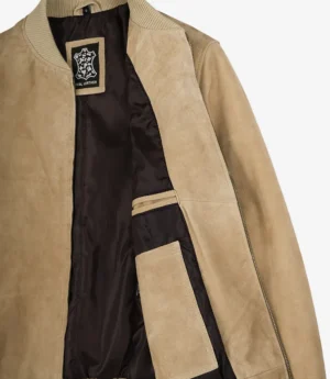 Men's Camel Suede Bomber Jacket
