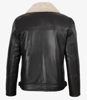 Men's Dark Brown Biker Style Shearling Leather Jacket