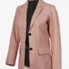 Womens Two Button Pink Leather Blazer