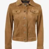 Women's Light Brown Suede Trucker Jacket
