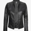 Women's Slim Fit Black Leather Biker Style Jacket