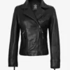 Ramsey Women's Asymmetrical Black Leather Biker Style Jacket