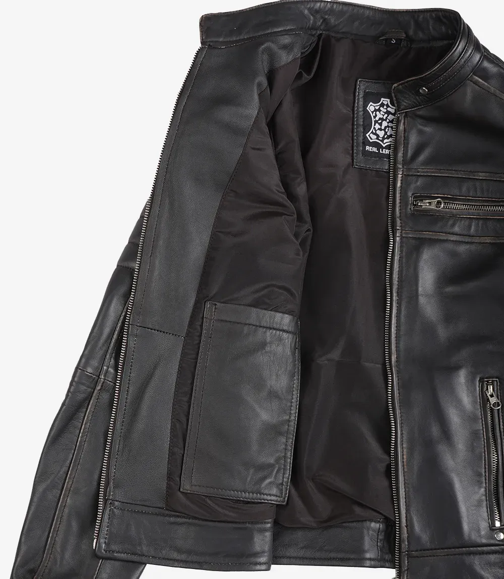 Womens Distressed Brown Biker Style Leather Jacket Womens Distressed Brown Biker Style Leather Jacket