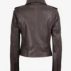 Women's Dark Brown Asymmetrical Biker Style Leather Jacket