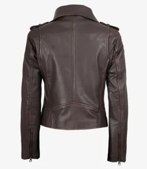 Women's Dark Brown Asymmetrical Biker Style Leather Jacket