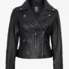 Womens Real Leather Black Biker Style Jacket