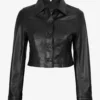 Womens Cropped Black Leather Jacket