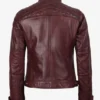 Women's Burgundy Real Lambskin Leather Biker Style Jacket
