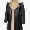 Men's Black 3/4 Length Shearling Leather Coat