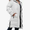 Ella Women’s White Hooded Parka Puffer Jacket – Long Length