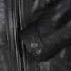 Womens Black Leather Biker Style Jacket - Quilted Shoulder