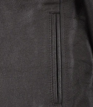 Mens Dark Brown Premium Cowhide Leather Biker Style Jacket