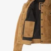 Women's Light Brown Suede Trucker Jacket