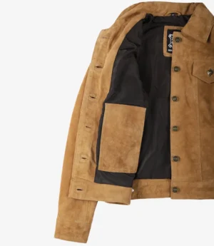 Women's Light Brown Suede Trucker Jacket
