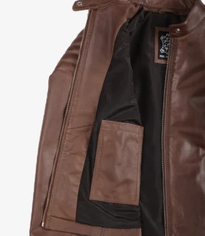 Women's Cognac Biker Style Leather Jacket