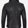 Men's Black Washed Leather Biker Style Jacket