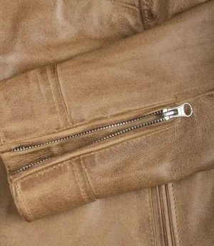 Womens Real Leather Camel Biker Style Jacket