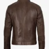 Men’s Coffee Brown Distressed Leather Jacket - Biker Style
