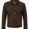 Men's Dark Brown Trucker Suede Jacket