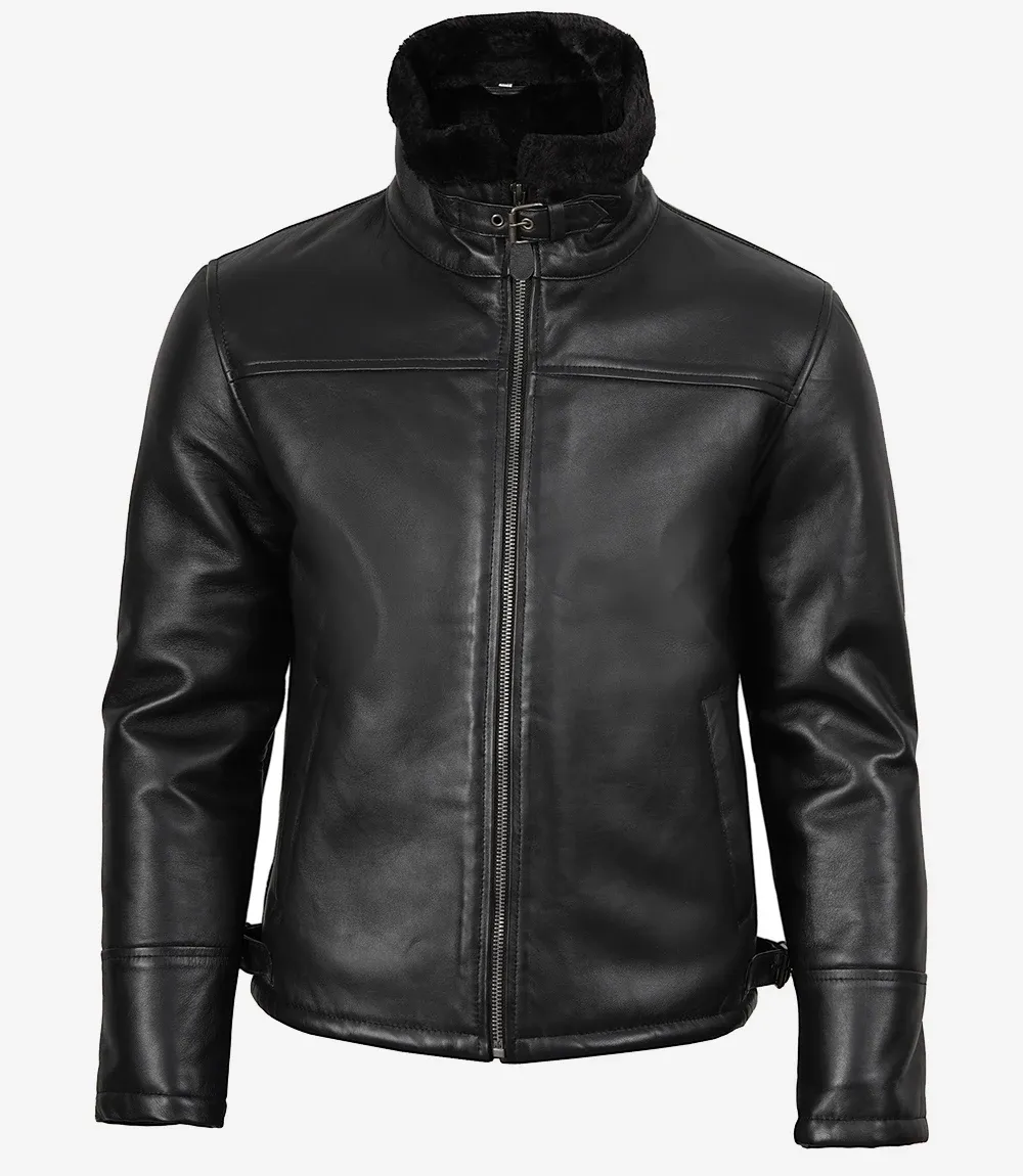 Men's B3 Bomber Black Shearling Leather Jacket Men's B3 Bomber Black Shearling Leather Jacket