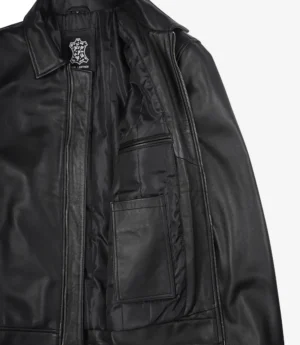 MINIMALIST: Men's Tony Black Leather Harrington Jacket