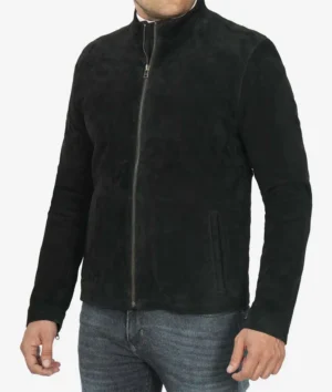 Men's Classic Black Suede Biker Style Jacket