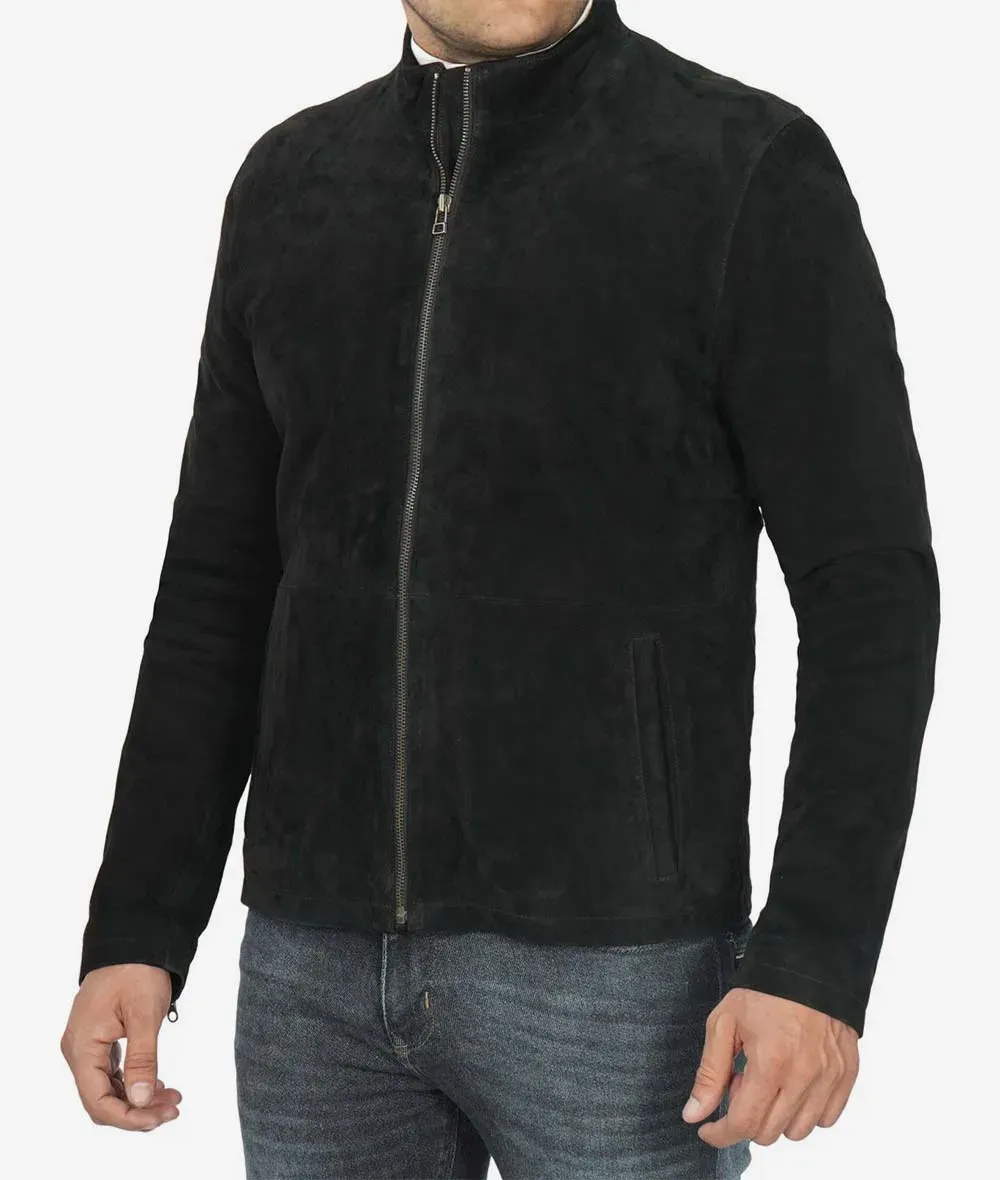 Men's Classic Black Suede Biker Style Jacket Men's Classic Black Suede Biker Style Jacket