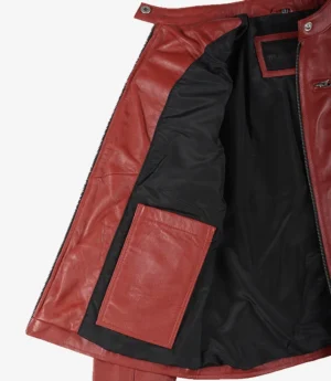 Womens Real Leather Red Biker Style Jacket