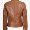 Womens Tan Biker Style Leather Jacket