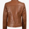 Women's Tan Waxed Slim Fit Biker Style Leather Jacket