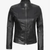 Women's Slim Fit Black Leather Biker Style Jacket
