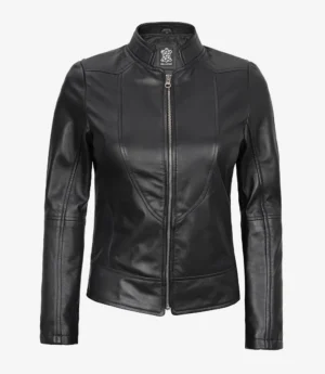 Women's Slim Fit Black Leather Biker Style Jacket