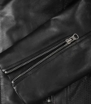 Women's Classic Black Leather Biker Style Jacket