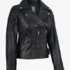 Womens Real Leather Black Biker Style Jacket
