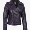 Women's Lambskin Asymmetrical Purple Biker Style Jacket