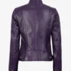 Dodge Womens Real Lambskin Leather Purple Biker Style Jacket