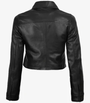 Womens Cropped Black Leather Jacket