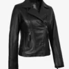 Ramsey Women's Asymmetrical Black Leather Biker Style Jacket