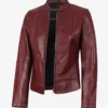 Womens Slim Fit Burgundy Leather Jacket