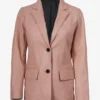 Womens Two Button Pink Leather Blazer