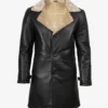 Men's Black 3/4 Length Shearling Leather Coat