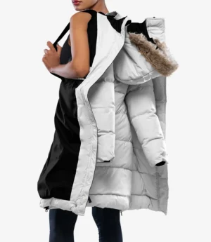 Ella Women’s White Hooded Parka Puffer Jacket – Long Length
