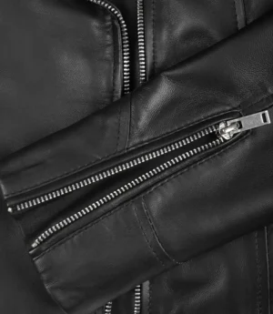 Rita Womens Asymmetrical Black Leather Biker Style Jacket