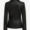 Women's Black Belted Long Biker Style Leather Jacket