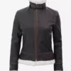 Women's Mary B3 Hooded Dark Brown Shearling Leather Jacket
