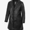 Men's 3/4 Length Black Lambskin Leather Coat