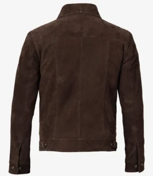 Men's Dark Brown Trucker Suede Jacket